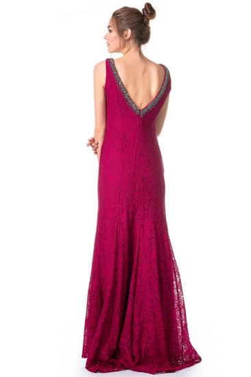 Elegant Crew Neck Sleevless Slim Mermaid Evening Maxi Gown with Floral lace_2
