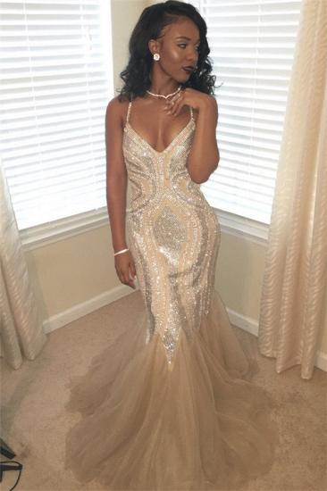 Spaghetti Straps Sparkle Sequins Prom Dress Cheap Online |  Sleeveless Mermaid Sexy Evening Gowns
