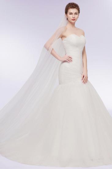 Mermaid Sweetheart Strapless Ivory Tulle Wedding Dresses with Lace-up_7