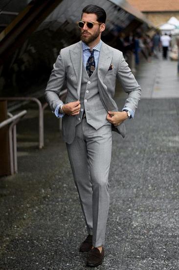 Custom Formal Mens Suits | Regular Grey Three-Piece Business Suit_2