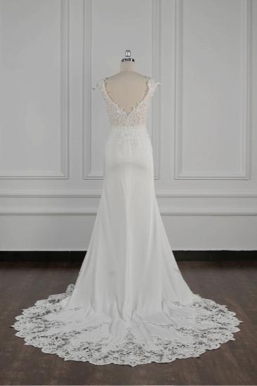 Bradyonlinewholesale Elegant Mermaid Chiffon Lace Wedding Dress V-neck Appliques Bridal Gowns On Sale_2