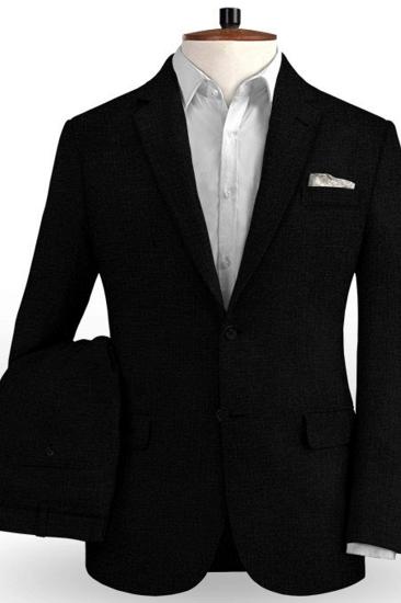 Larry Black Summer Beach Groom Mens Suit |  Two-Piece Slim Fit Tuxedo_2