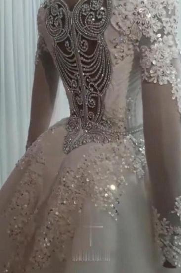 Elegant Long sleeves Mermaid Wedding Dresses with Overskirt_2