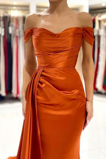 Simple Split Front Off-Shoulder Evening Dress | Orange Prom Dress_6