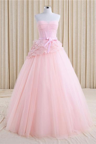 Pink Sexy Elegant Ball Gowns Lace-Up Charming Strapless Evening Dresses