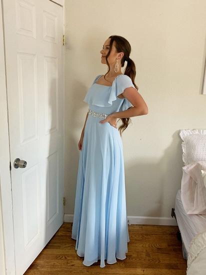 Off the shoulder ruffles neckline sky blue bridesmaid dress_8