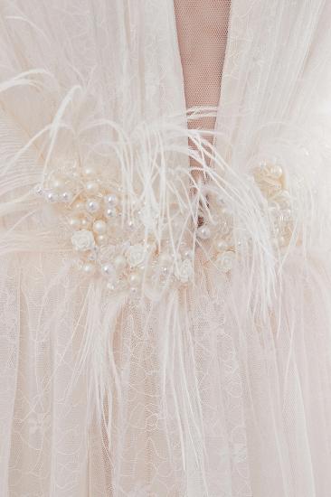 A-line Sleeveless Floor Length Lace Ivory Wedding Dresses_11
