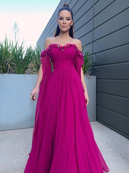 Purple off the shoulder chiffon prom dress with shawl_6