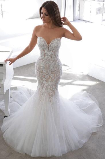 Simple Summer style White Sweetheart Mermaid Lace Wedding Dress Online