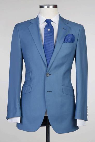 Modern Blue Two-Piece Notched Lapel Men's Prom Suit_1