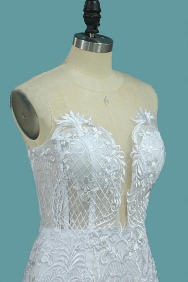 Bradyonlinewholesale stylish Jewel Sleeveless White Tulle Wedding Dress Mermaid Appliques Bridal Gowns with Wraps Online_5