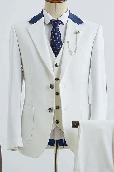 Bowen Simple White 3 Piece Slim Fit Mens Business Suit_2