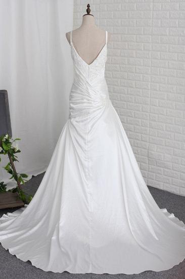 Bradyonlinewholesale Stylish Straps Sweetheart Wedding Dress White Satin Lace Appliques Beadings Bridal Gowns Online_2