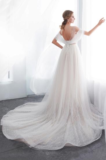 A-line Sleeveless Floor Length Lace Ivory Wedding Dresses_2
