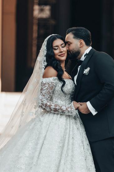 Luxury Wedding Dresses Princess Glitter Wedding Dresses with Sleeves_8
