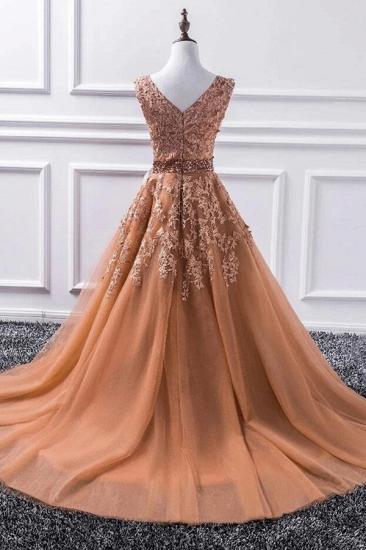 Sleeveless Orange Aline Tulle Wedding Dress Evening Gown_2