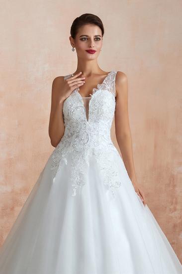 Fantastic Tulle Appliques Sleeveless White Wedding Dress_7
