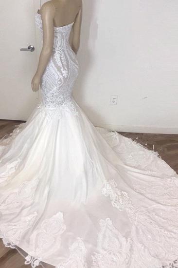 Elegant Sleeveless Sweetheart Lace Appliques Mermaid Slim Bridal Wedding Dress_2