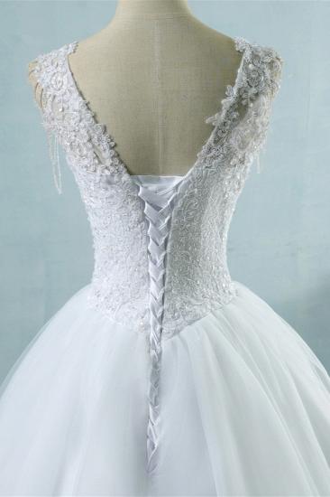 Bradyonlinewholesale Glamorous Straps Sweetheart White Wedding Dress Sleeveless Appliques Beadings Bridal Gowns_5