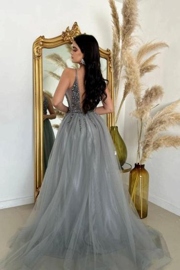 Sexy evening dress long V neckline | Glitter prom dresses_2