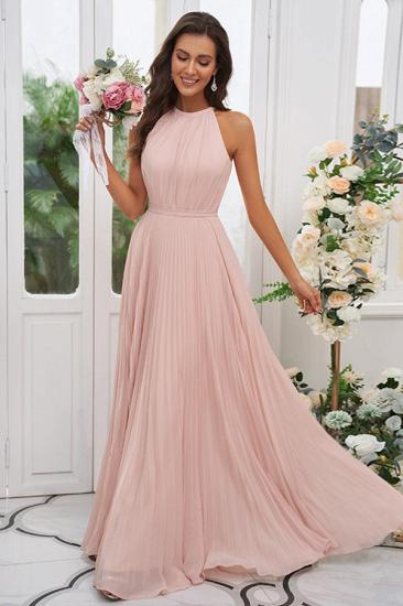 Simple Long Pink Sleeveless Evening Dress | Chiffon Ball Gown Evening Dress_1