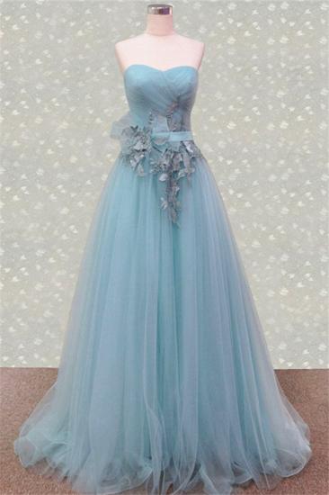 Sweetheart Ruffles Appliques Cute Evening Dresses Elegant Floor Length Prom Dresses_1