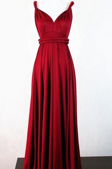 Classic Red V-neck Latest Prom Dresses with Sash for Wedding Bridesmaid Dresses