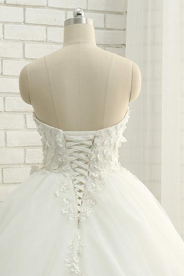 Bradyonlinewholesale Gorgeous Sweatheart White Wedding Dresses With Appliques A line Tulle Ruffles Bridal Gowns Online_5