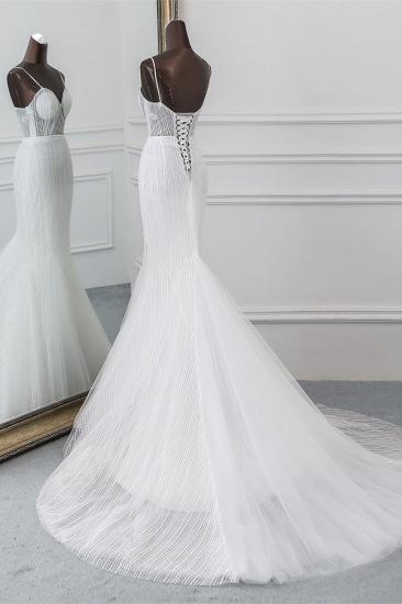 Bradyonlinewholesale Sexy Tulle Spaghetti Straps Mermaid White Wedding Dresses with Rhinestones Online_3