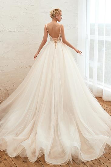 Boho Spaghetti Straps Ivory Ball Gown Wedding Dress | Romantic Bridal Gowns for Sale_17