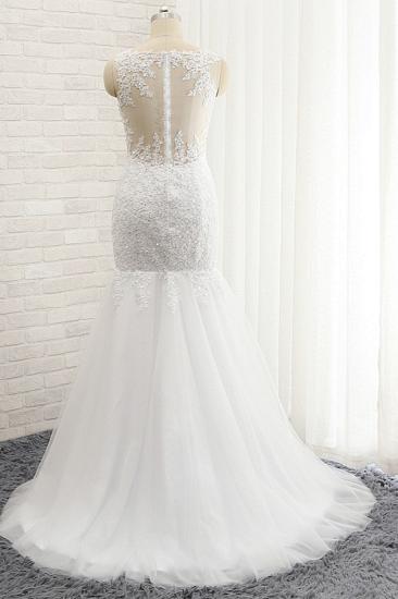 Bradyonlinewholesale Glamorous Strapless Sweetheart Lace Mermaid Wedding Dress White Tulle Appliques Bridal Gowns Online_2