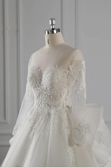 Bradyonlinewholesale Gorgeous Jewel Lace Tulle Wedding Dress Long Sleeves Beadings Bridal Gowns On Sale_5