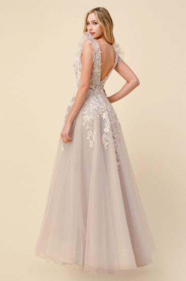 Dazzling V-neck Tulle Lace Appliques Formal Party Maxi Dress_2