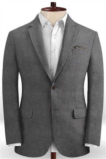 Moises Dark Grey Casual Linen Tuxedo | Slim Fit Simple Mens Blazer_1