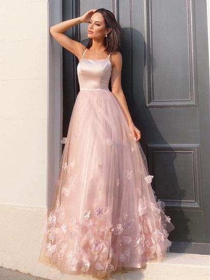 Beautiful pink strapless tulle floor lenth prom dress_3