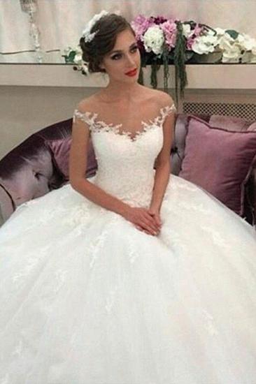 Sleeveless Off-the-Shoulder Tulle Court Train Ball Gown Wedding Dresses