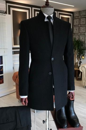 Charles Heritage All Black Stand Collar Slim Fit Wool Jacket_2
