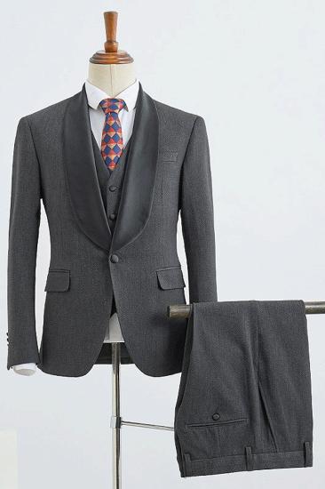 Bennett Stylish Dark Grey 3 Piece Slim Groom Wedding Suit