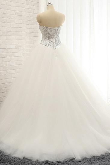 Bradyonlinewholesale Stylish Sweatheart White Sequins Wedding Dresses A line Tulle Bridal Gowns On Sale_2