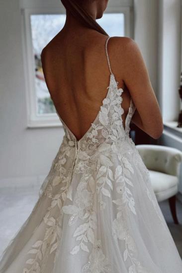 Elegant Wedding Dresses A Line Glitter Tulle Wedding Dresses With Lace_4