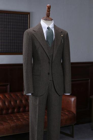 Arthur's latest brown plaid 3-piece men's business suit_1