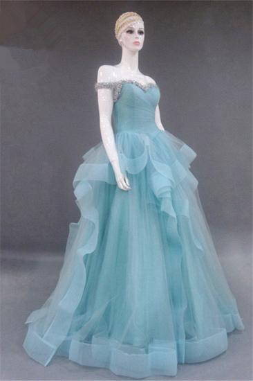 Tiered Pleats Sweetheart Prom Dresses Rhinestone Floor Length Sleeveless Evening Dresses_4