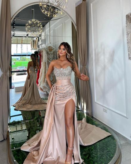 Sweetheart Pink Silver Sequined Mermaid Prom Dresses_6