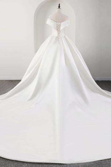 Bradyonlinewholesale Glamorous White Satin Ruffles Wedding Dresses Off-the-shoulder A-line Bridal Gowns Online_2