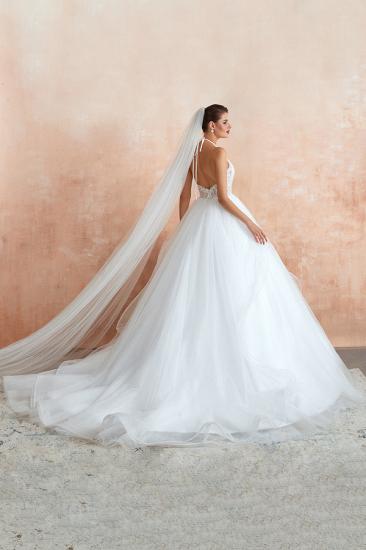 Carmen | Simple Halter Ball Gown Wedding Dress with Chapel Train, Open Back V-neck Lace Bridal Gowns For Summer/Fall Wedding_9