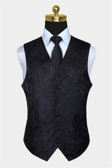 Black Paisley Mens Tank Top Suit for Prom