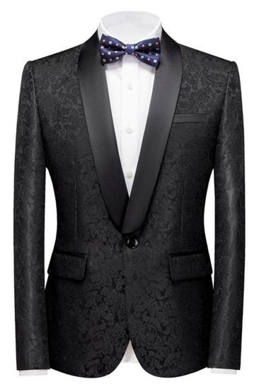 Colin Black Jacquard Classic Shawl Lapel Wedding Mens Suit_1