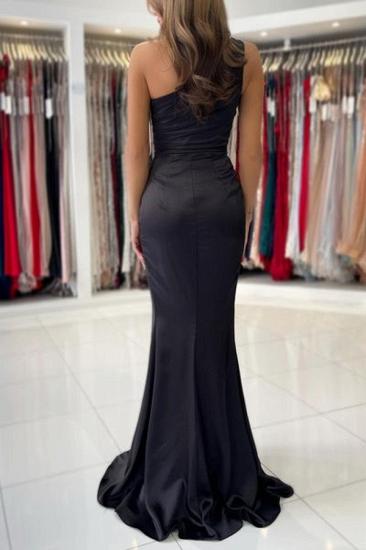 One Shoulder Simple Slit Black Prom Dress | Cheap Floor Length Evening Dresses_4