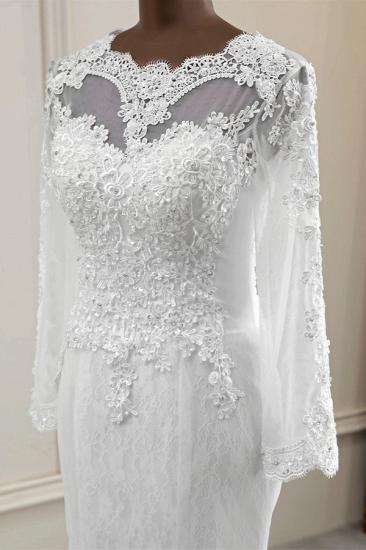 Bradyonlinewholesale Elegant Jewel Long Sleeves White Mermaid Wedding Dresses with Rhinestone Online_5