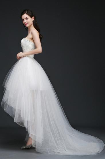 A-line Hi-Lo Tulle Wedding Dress With Lace_5